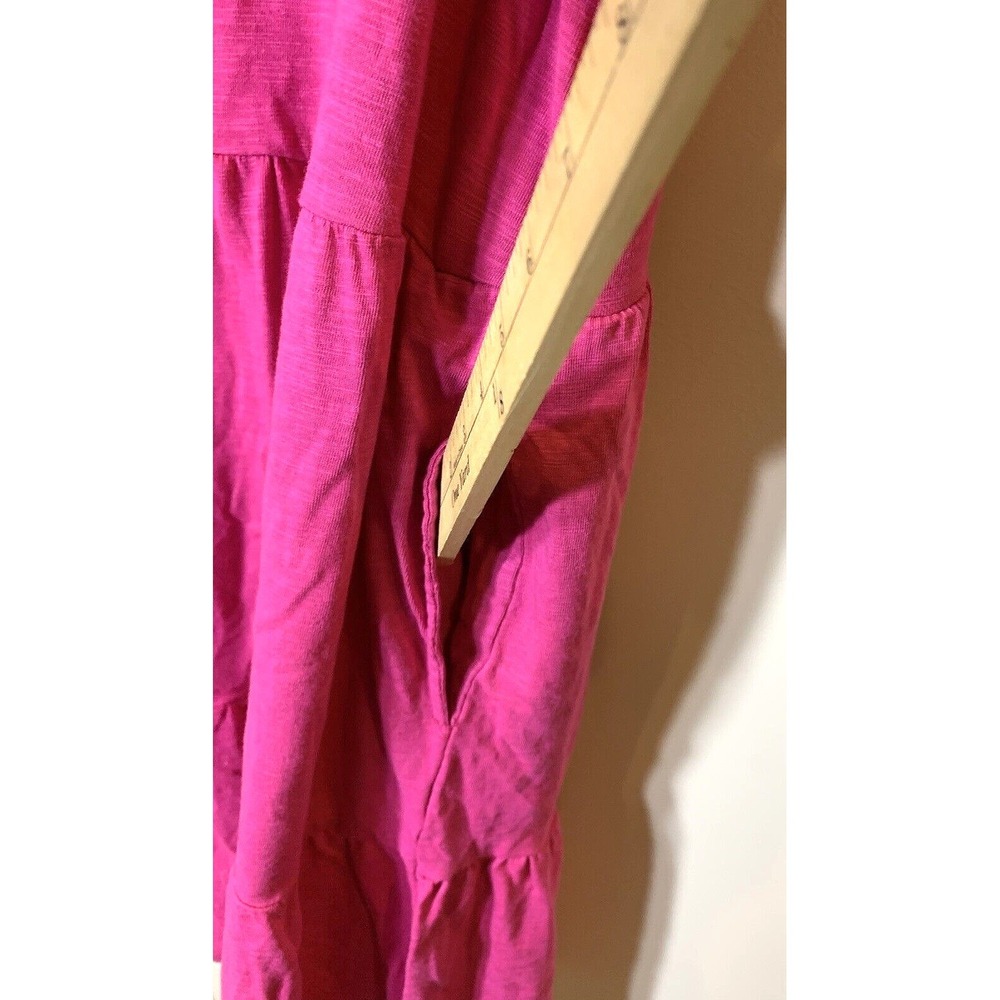 Gap Dress Womens XL Pink Sleeveless Tank Midi Sun Cotton Blend Tiered Pockets - Picture 6 of 7